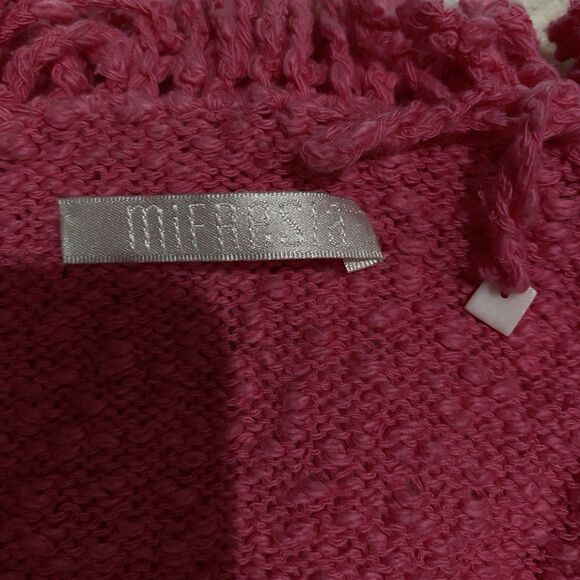 Vtg Cardigan Sweater Pink Fringe Mother Of Pearl Barbiecore Coquette feminine L - Picture 14 of 14